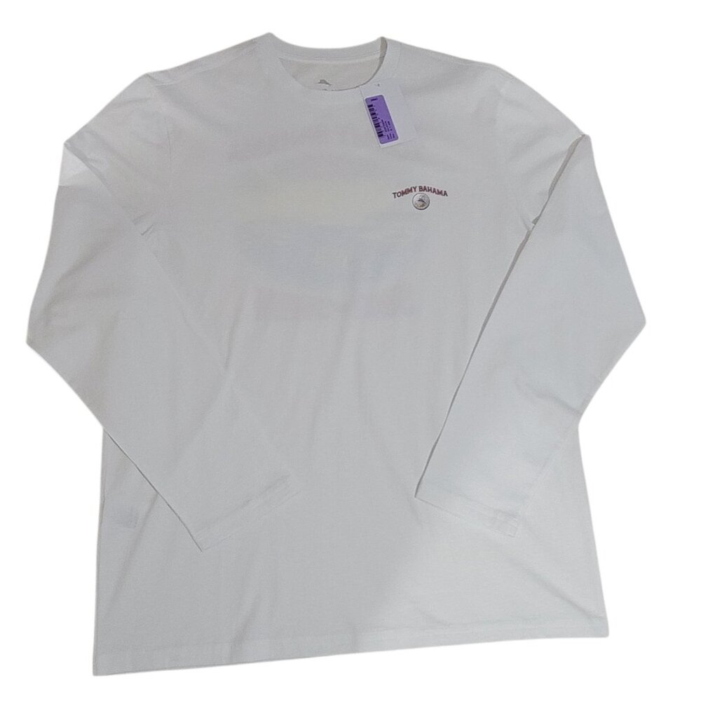 Tommy Bahama Golf T Shirt Mens Medium Long Sleeve White Sink or Swim Graphic - Picture 2 of 10